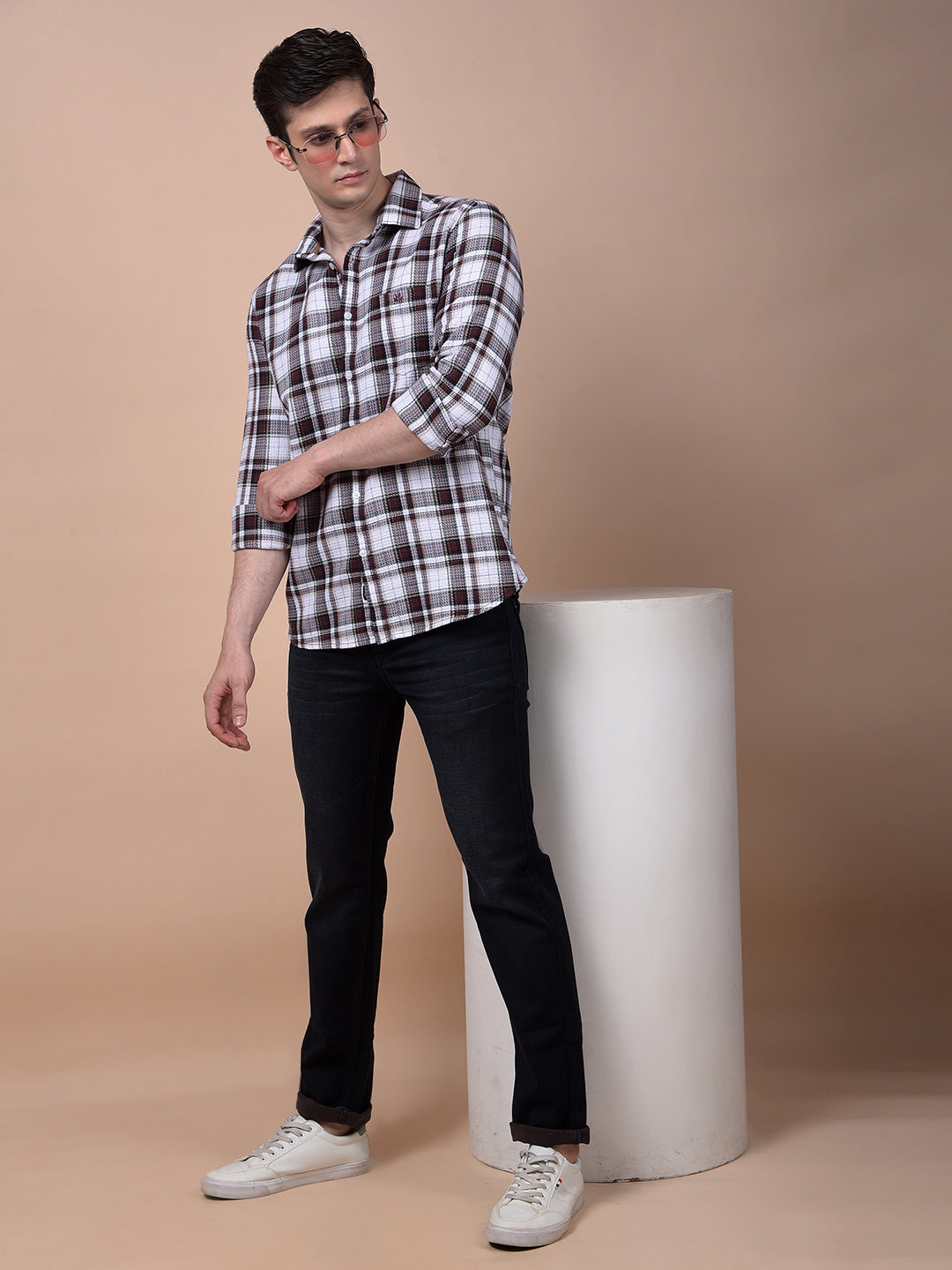 Wine Checked 100% Cotton Shirt