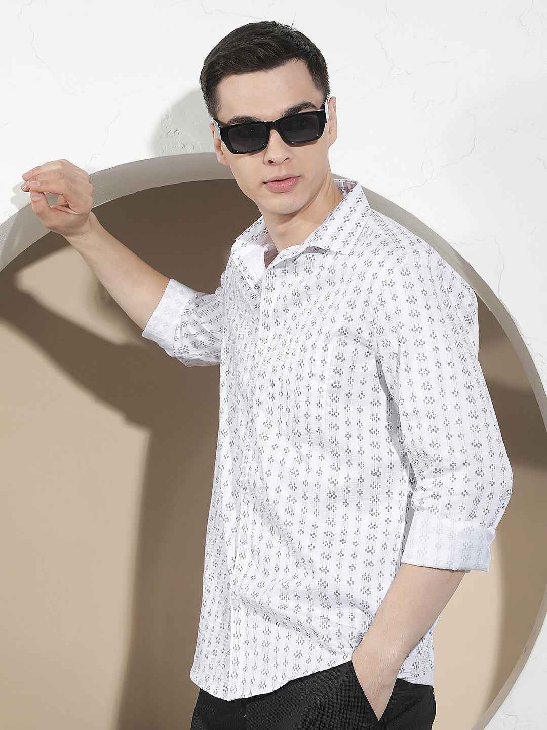White Printed 100% Cotton Shirt