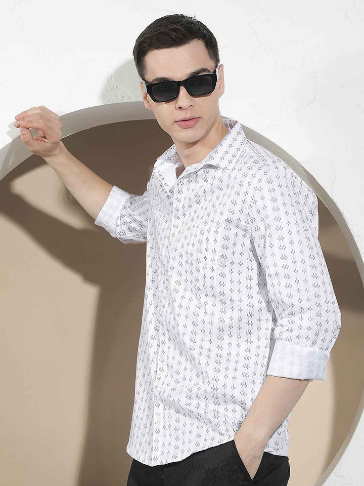 White Printed 100% Cotton Shirt