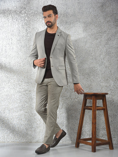 Brown Notched Lapel Single-Breasted Blazer