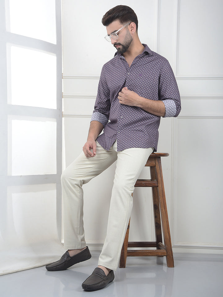 Purple Printed 100% Cotton Shirt