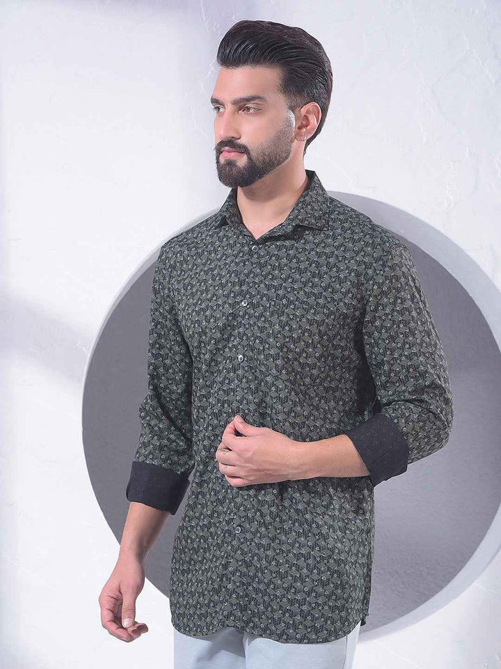 Green Creative Printed Shirt