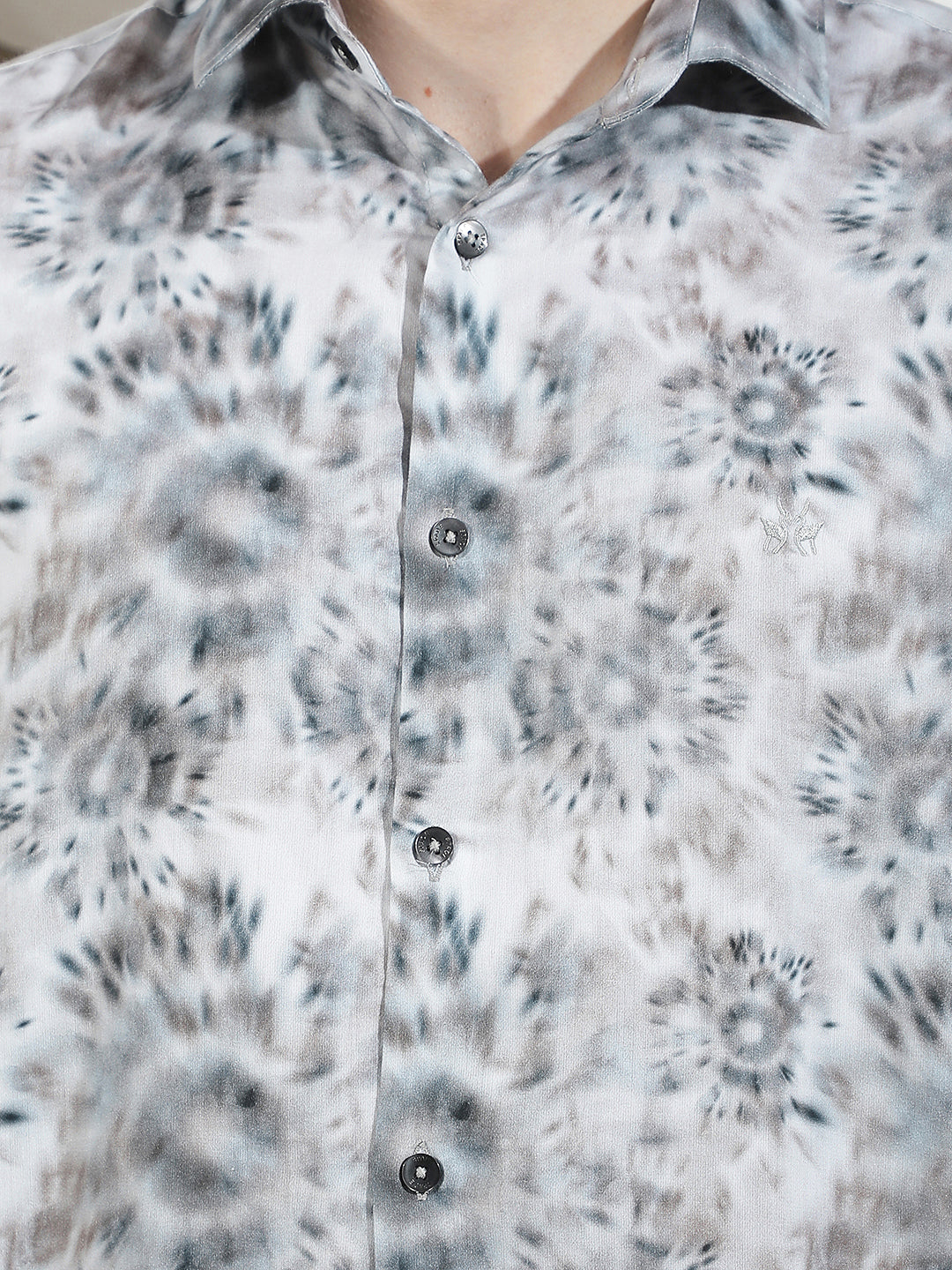 Sleek Slate Grey Printed Shirt