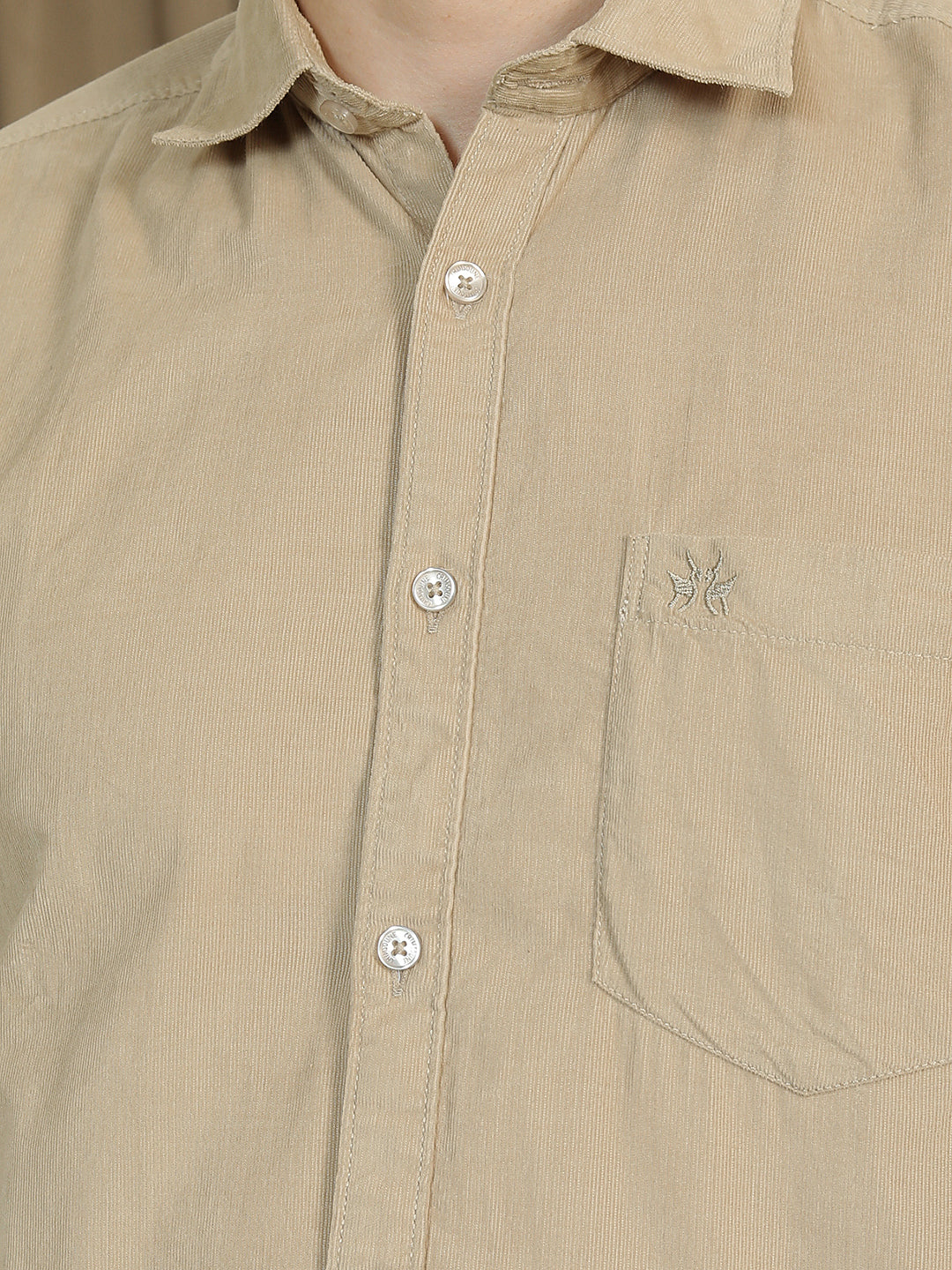 Chic Latte Beige Corduroy Shirt