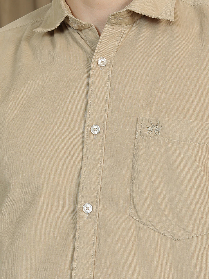 Chic Latte Beige Corduroy Shirt
