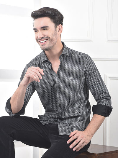 Black Printed 100% Cotton Shirt