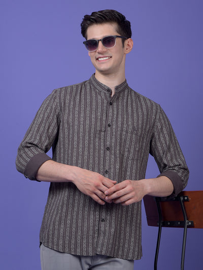Grey Vertical Stripes Shirt