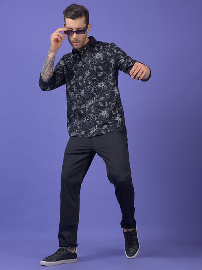 Black Floral Print Shirt