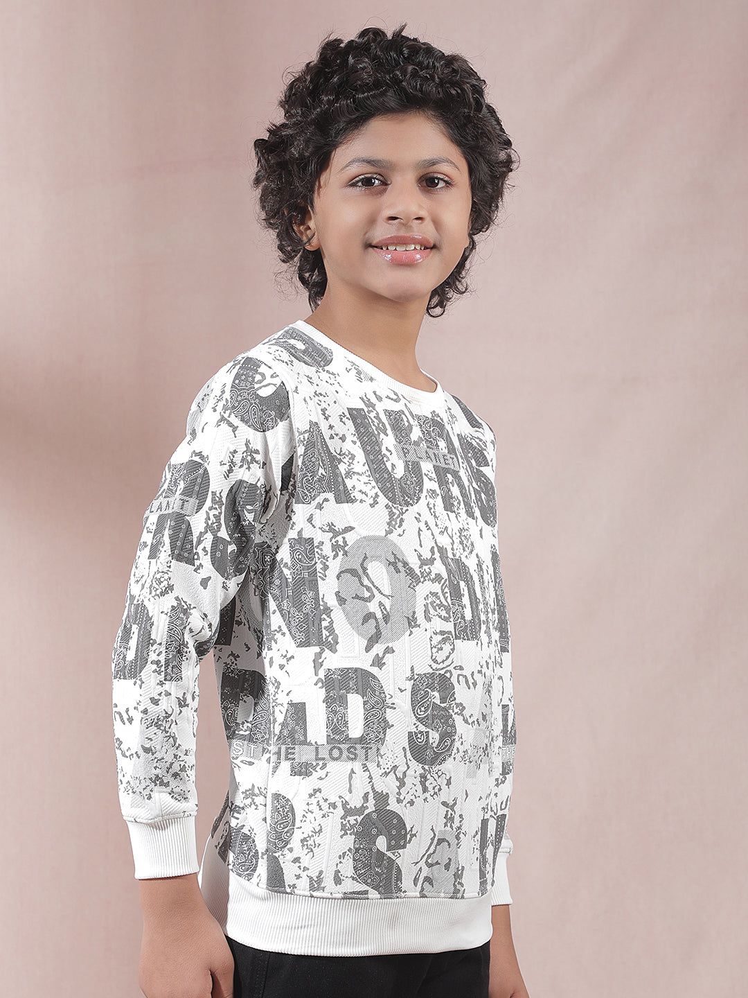 Cream Typographic Print Sweatshirt