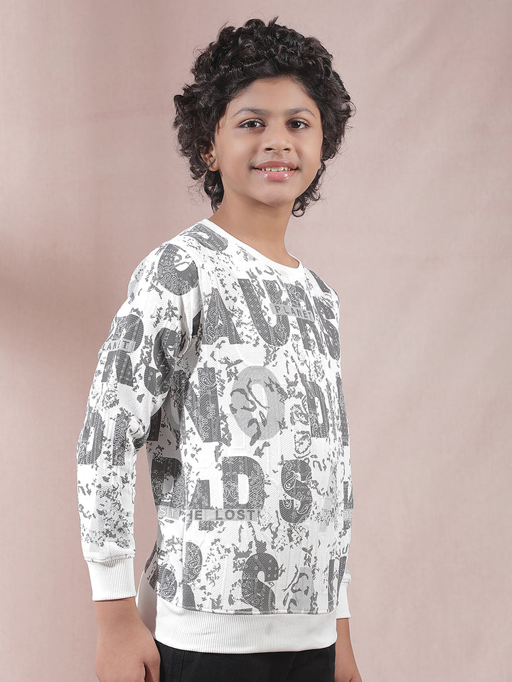 Cream Typographic Print Sweatshirt