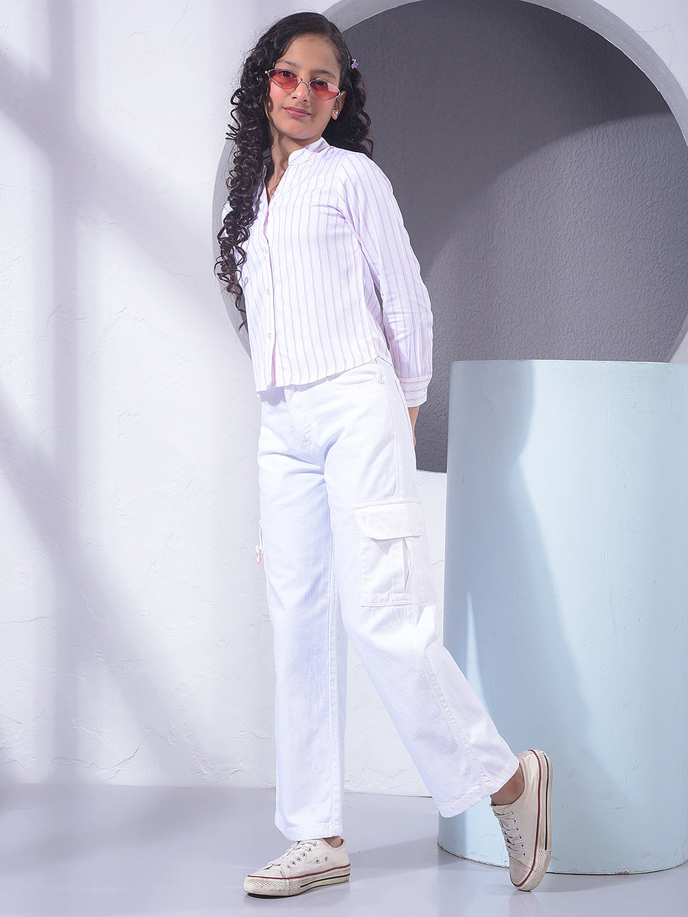 Pink Vertical Stripes Shirt