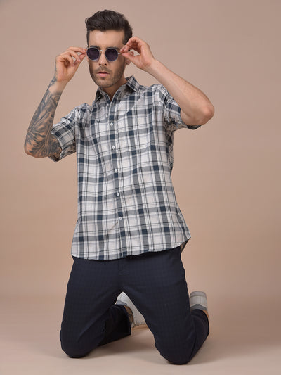 Grey Checked 100% Cotton Shirt