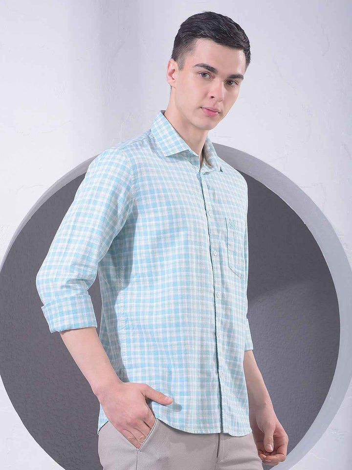 Green Checked 100% Cotton Shirt