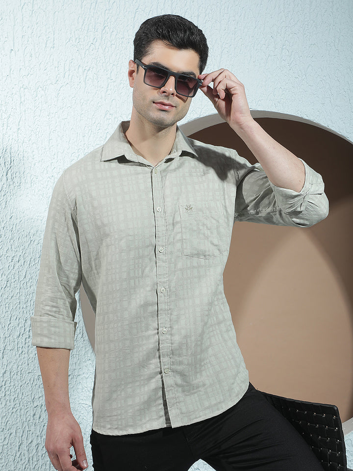 Green 100% Cotton Checked Shirt