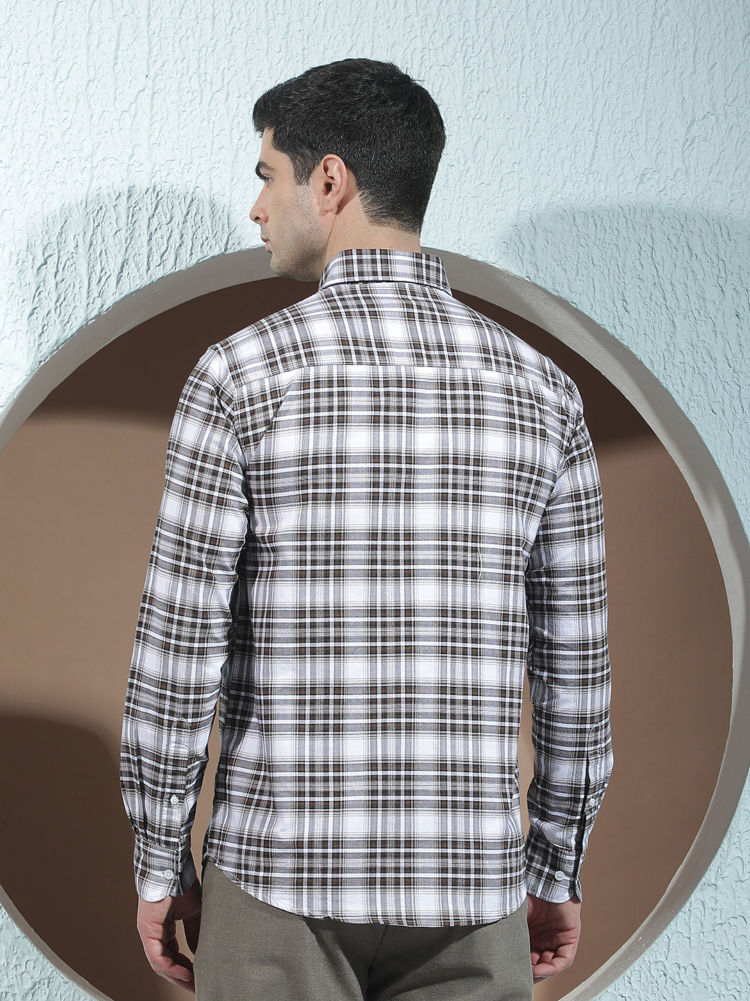 Brown 100% Cotton Checked Shirt