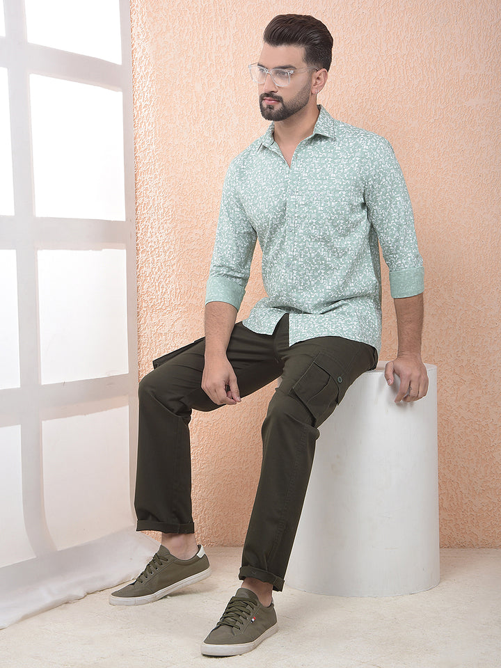 Green Printed 100% Cotton Shirt