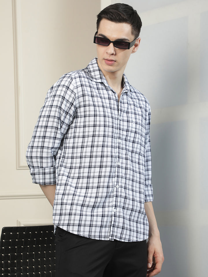 White 100% Cotton Checked Shirt