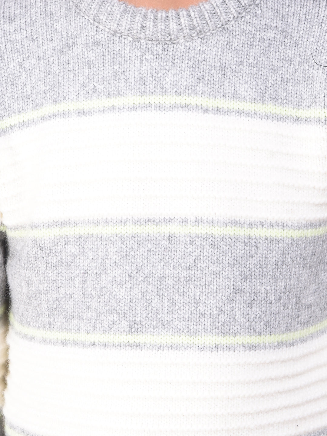 Grey Horizontal Stripes Knitted Sweater