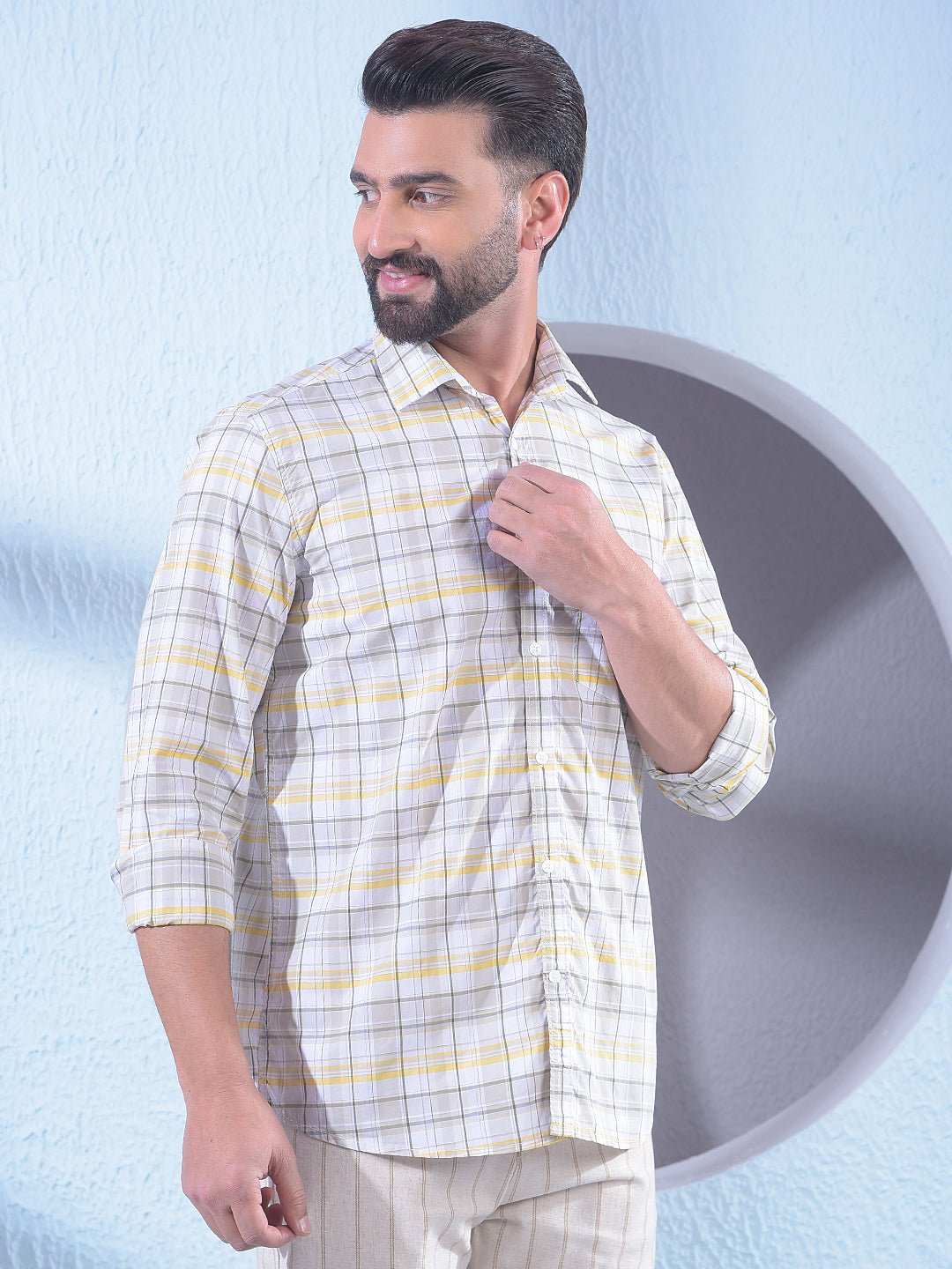 Grey Checked 100% Cotton Shirt