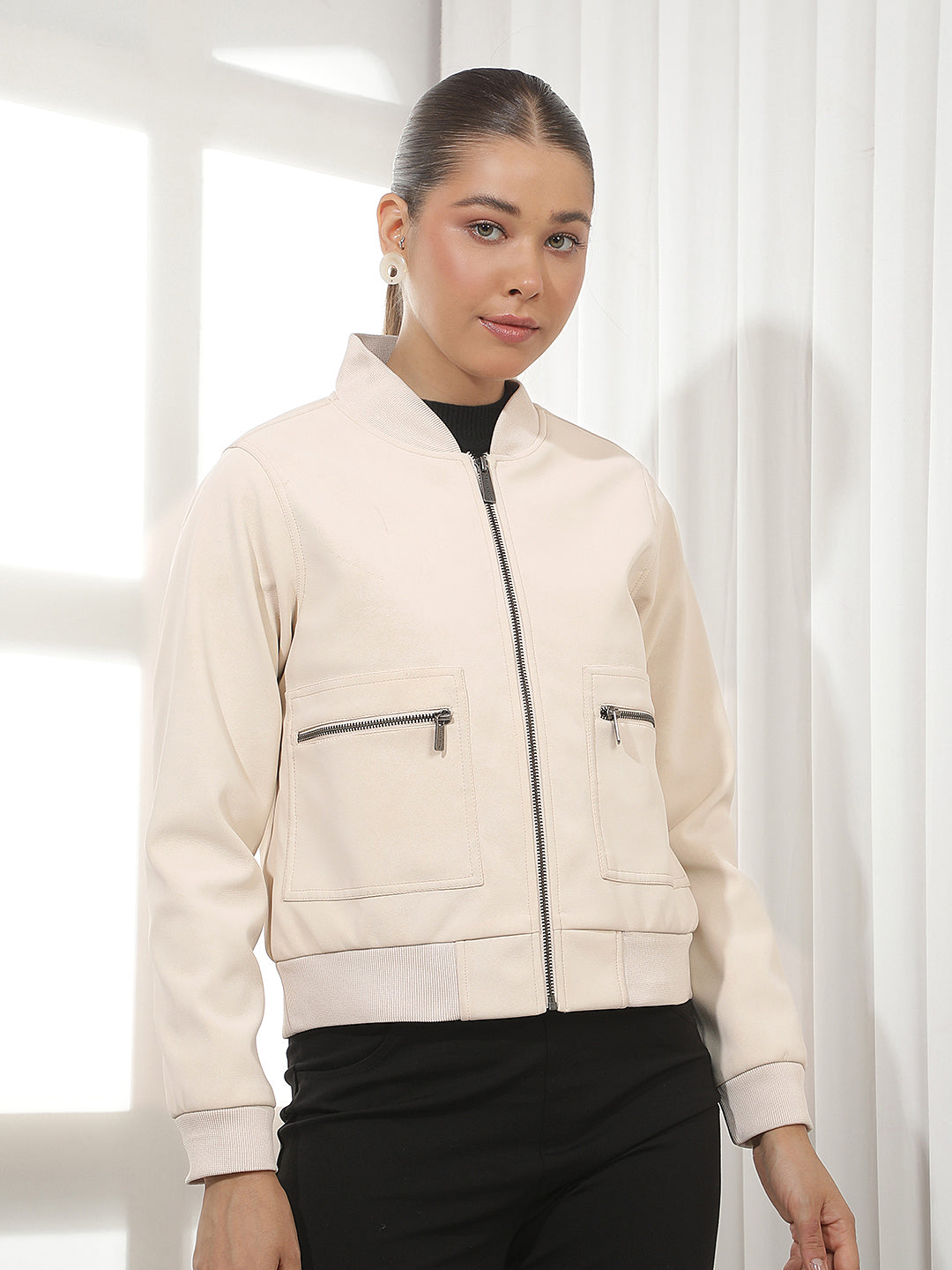 Cream Waist Length Jacket