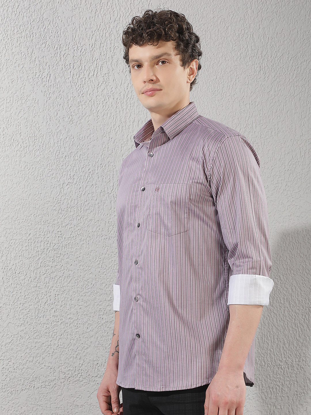 Purple Vertical Stripes Shirt