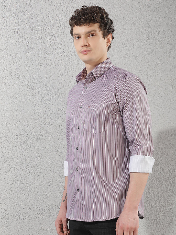 Purple Vertical Stripes Shirt