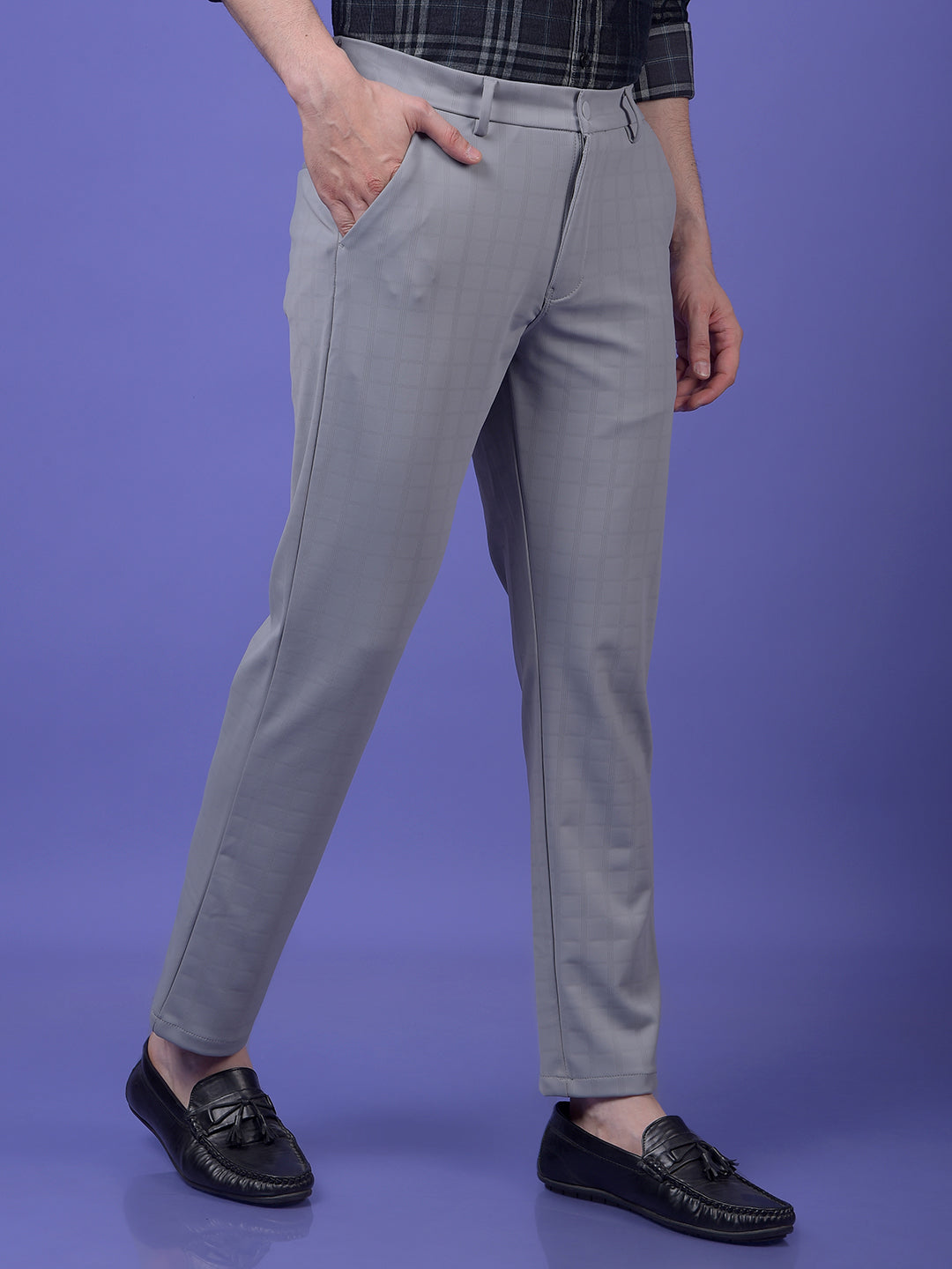 Streamlined Grey Checked Trousers