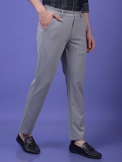 Streamlined Grey Checked Trousers
