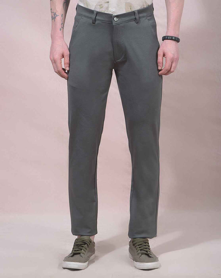 Olive Green Knitted Casual Trousers
