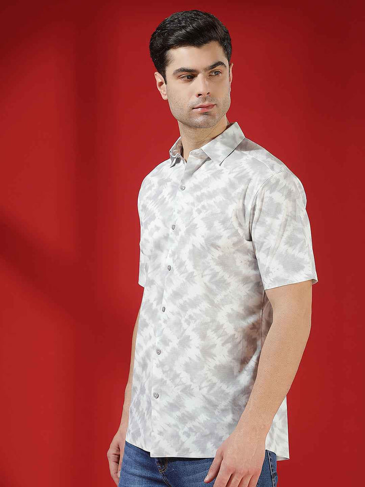 Grey Abstract Print Chic Shirt