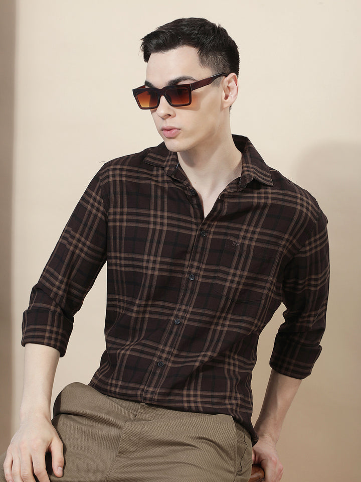 Essential Warm Brown Checked Shirt
