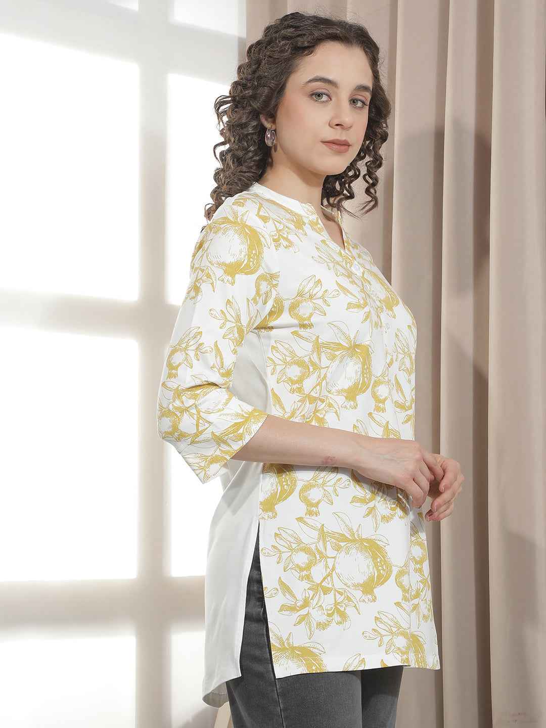 Yellow Floral Printed Kurta