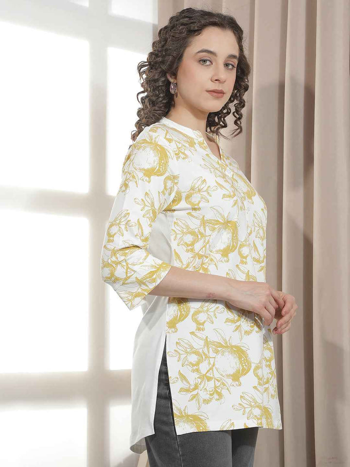 Yellow Floral Printed Kurta