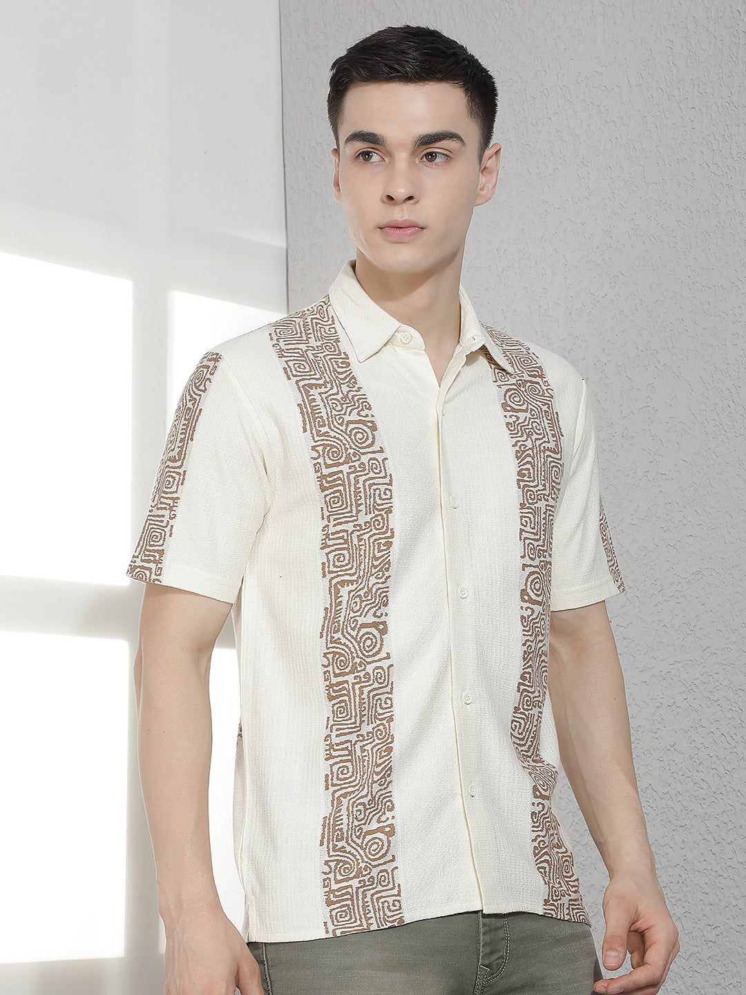 Cream Printed Shirt