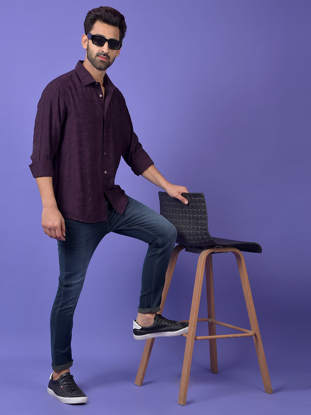 Wine Jacquard Shirt