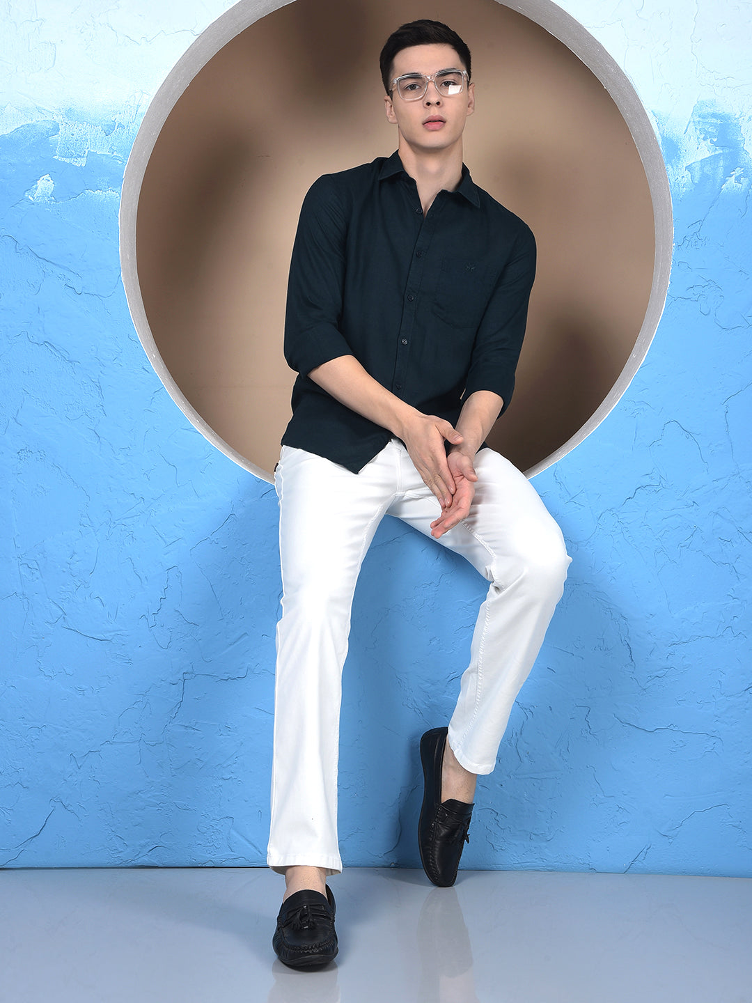 Midnight Teal Linen Shirt