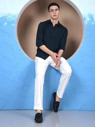 Midnight Teal Linen Shirt