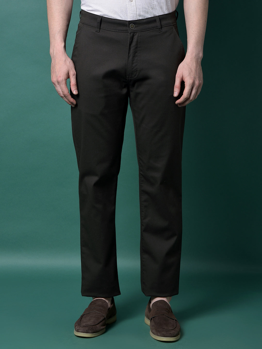 Olive Straight Trousers-Men Trousers-Crimsoune Club