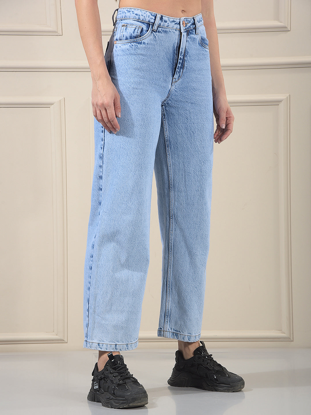 Blue 100% cotton Wide Leg Jeans