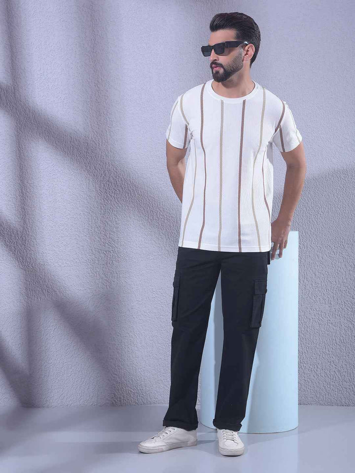 Black Straight Cargo Trousers