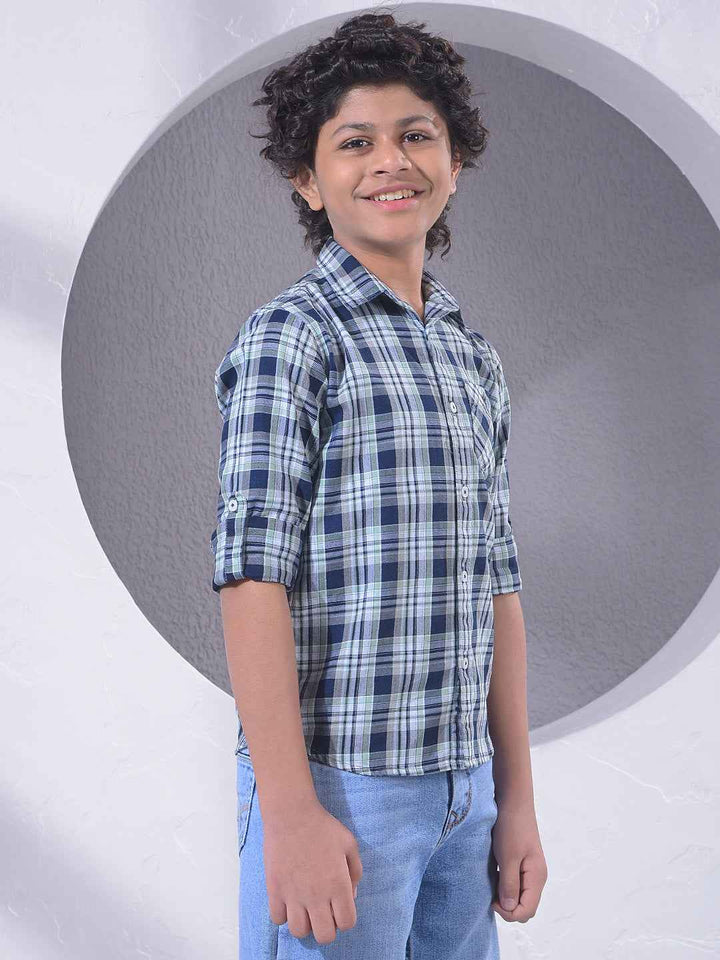 Blue Checked 100% Cotton Shirt