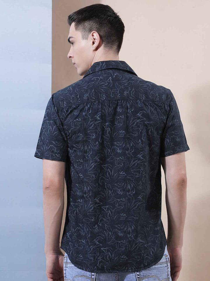 Navy Blue Printed Shirt