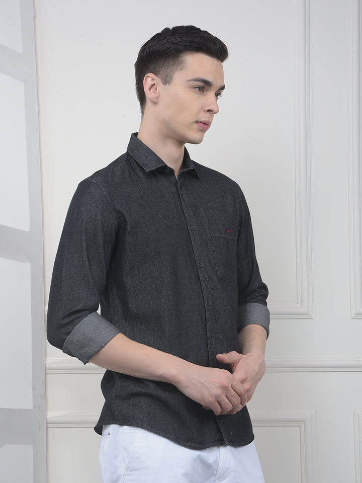 Charcol Grey 100% Cotton Denim Shirt