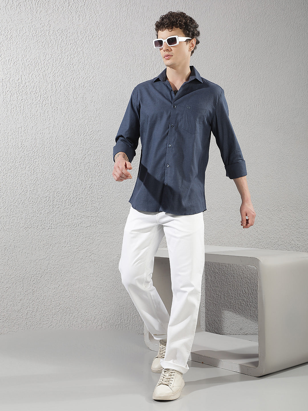 Navy Blue 100% Cotton Shirt