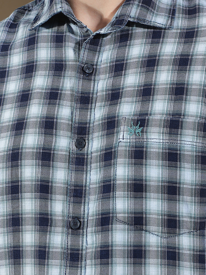 Blue Checked 100% Cotton Shirt