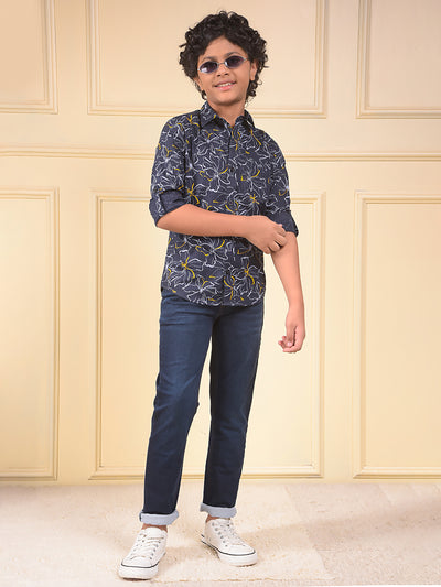 Blue Floral Print Shirt