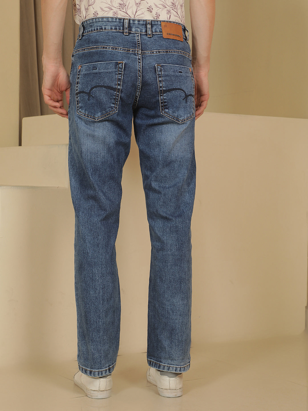 Structured Coastal Blue Straight Jeans