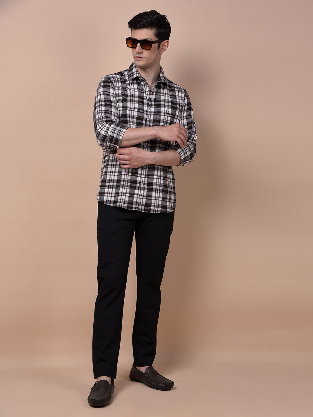 Wine Checked 100% Cotton Shirt