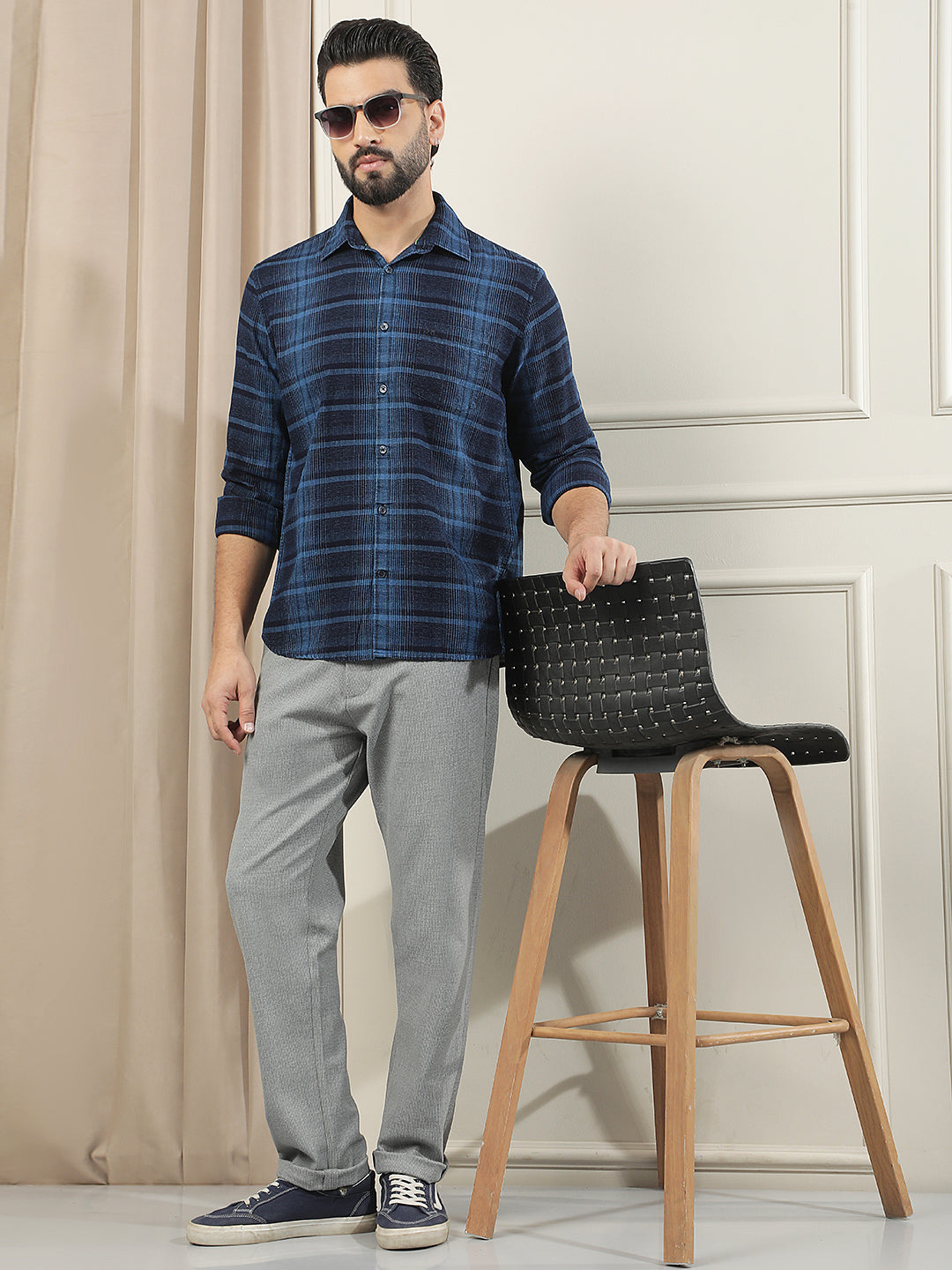 Blue Printed 100% Cotton Shirt