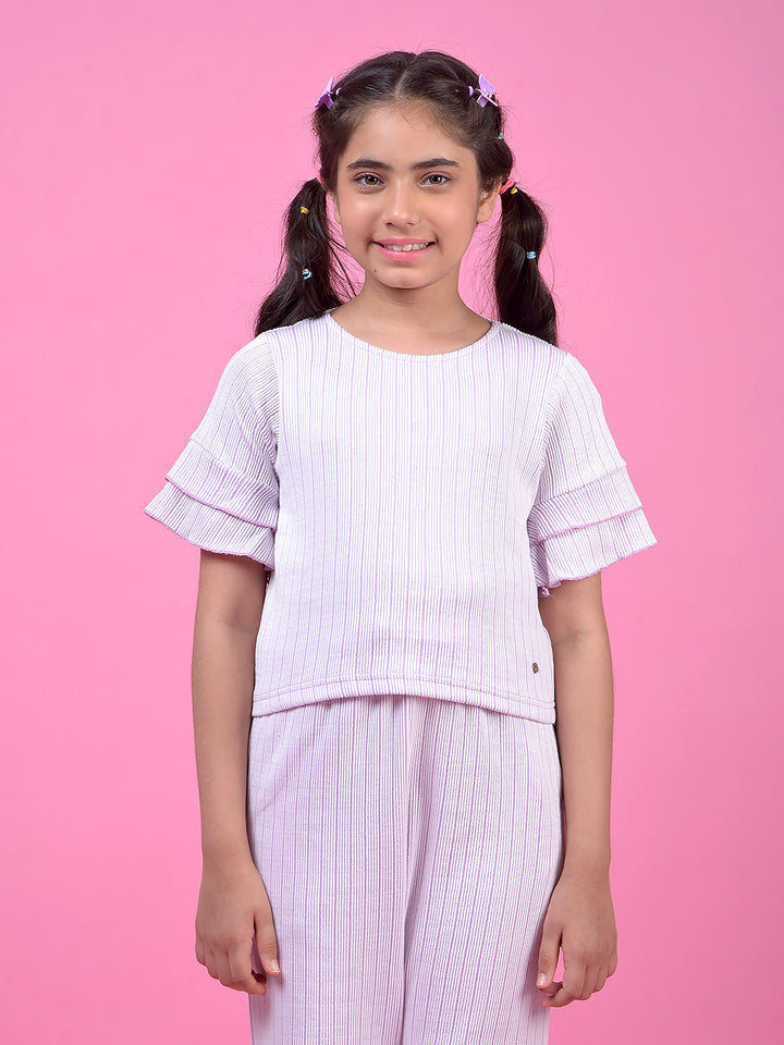 Purple Vertical Stripes Top